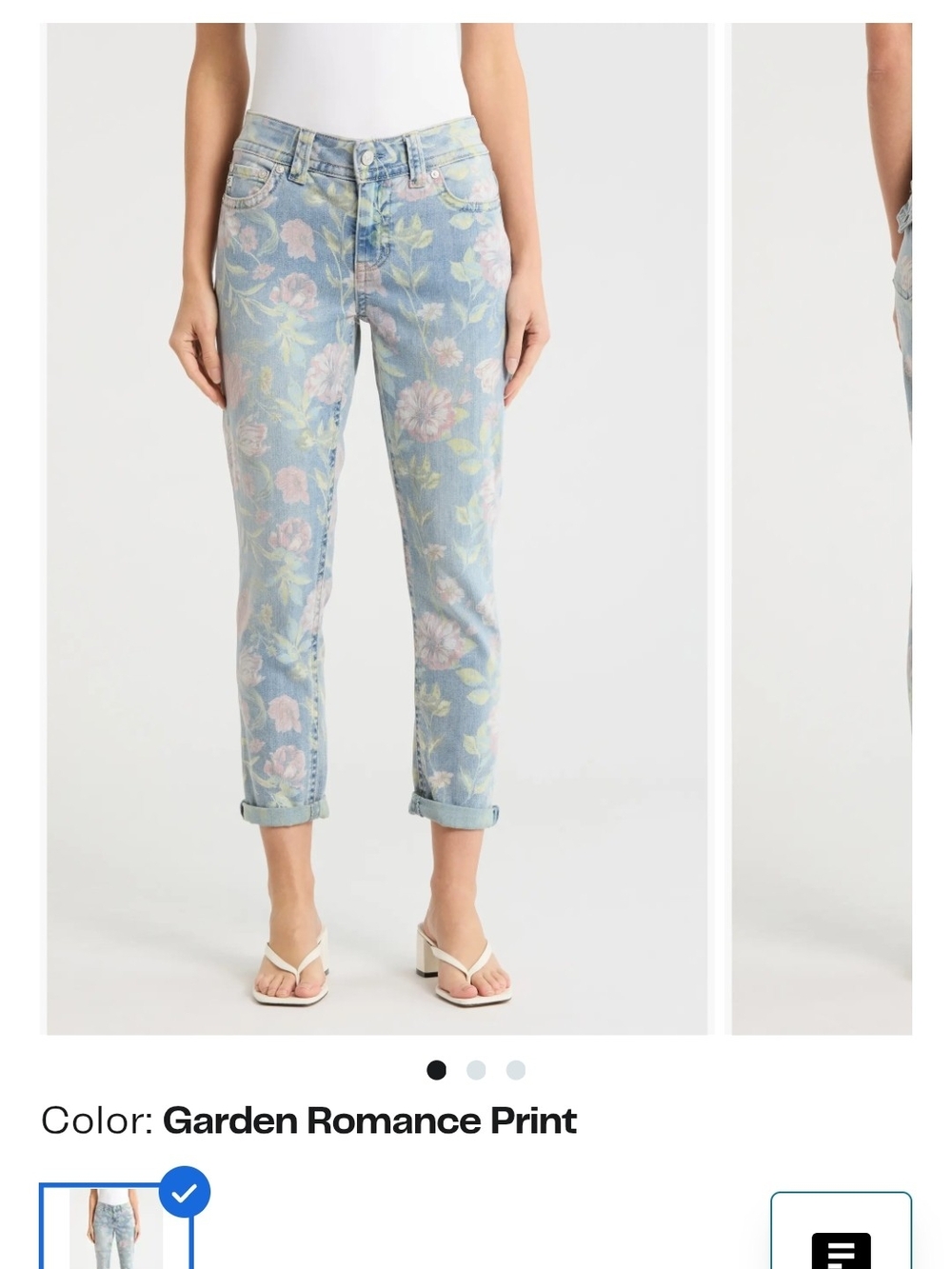 Seven7 Pastel Floral Cropped Jeans - Light Blue